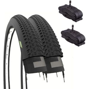 ECOVELO Mountain Bike Tires MTB TASSELLED 26 X 1.95 (50-559) + INNER TUBES with American VALVE Unisex Children, Black, 26 Inches ECOVELO Mountain Bike Tires MTB TASSELLED 26 X 1.95 (50-559) + INNER TUBES with American VALVE Unisex Children, Black, 26 Inches