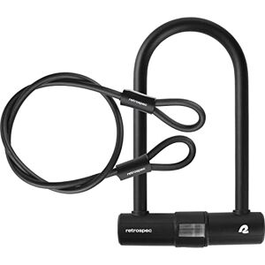 Retrospec 5885 Lookout U-Lock with Cable, Matte Black, One Size Retrospec 5885 Lookout U-Lock with Cable, Matte Black, One Size
