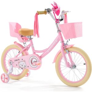 VEVOR Kids Bike, 40.64 cm Princess Style Children Bicycle with Streamers & Basket, Rider Height 100 cm 130 cm, Doll Seat & Training Wheels Included, Toddler Bike for Girls Learning to Ride, Pink VEVOR Kids Bike, 40.64 cm Princess Style Children Bicycle with Streamers & Basket, Rider Height 100 cm 130 cm, Doll Seat & Training Wheels Included, Toddler Bike for Girls Learning to Ride, Pink
