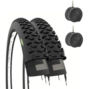 ECOVELO Ecovelò Pair of Children's MTB Tyres 24" x 1.95 (50-507) + Inner Tubes, Black ECOVELO Ecovelò Pair of Children's MTB Tyres 24" x 1.95 (50-507) + Inner Tubes, Black