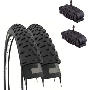 ECOVELO Unisex 2 Adult Tyres 26 x 2.10 (54-559) + 2 Inner Tubes V.a. Mountain Bike with America Valve (Schrader), Black, One Size ECOVELO Unisex 2 Adult Tyres 26 x 2.10 (54-559) + 2 Inner Tubes V.a. Mountain Bike with America Valve (Schrader), Black, One Size