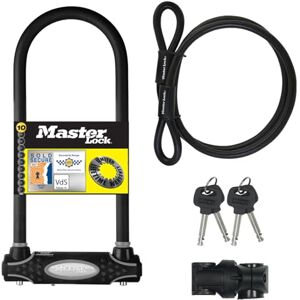 Master Lock Heavy Duty Bike D Lock with Cable, Key, Universal Mounting Bracket, Certified Bike Lock Police Approved, Long Shackle 8285EURDPRO Use with Electric, Mountain, Road, Folding Bikes Master Lock Heavy Duty Bike D Lock with Cable, Key, Universal Mounting Bracket, Certified Bike Lock Police Approved, Long Shackle 8285EURDPRO Use with Electric, Mountain, Road, Folding Bikes