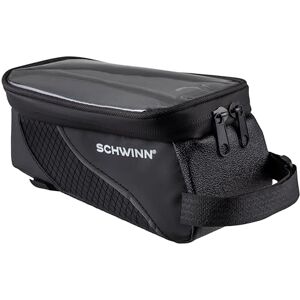 Schwinn Bike Bag, Pannier and Storage, Easy to Attach, Hold Cell Phones, Snacks, Wallet, Mounted Bicycle Accessories Top Tube Phone Bag, Black Schwinn Bike Bag, Pannier and Storage, Easy to Attach, Hold Cell Phones, Snacks, Wallet, Mounted Bicycle Accessories Top Tube Phone Bag, Black