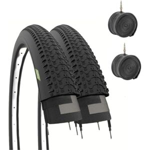 ECOVELO Black Mountain Bike Tires 26 X 1.95 (50-559) + Inner Tubes,Unisex Kids, Black, MTB 26 ECOVELO Black Mountain Bike Tires 26 X 1.95 (50-559) + Inner Tubes,Unisex Kids, Black, MTB 26
