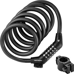 Retrospec Grizzly Plus Cable Bike Combination Lock Combo, Heavy Duty Anti Theft Bicycle Cable Lock, 6 Foot Coiled Cut Resistant Cable with 5 Digit Custom Combination and Mounting Bracket,Matte Black Retrospec Grizzly Plus Cable Bike Combination Lock Combo, Heavy Duty Anti Theft Bicycle Cable Lock, 6 Foot Coiled Cut Resistant Cable with 5 Digit Custom Combination and Mounting Bracket,Matte Black