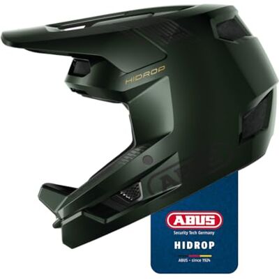 ABUS Downhill Bicycle Helmet HiDrop Full-face Helmet with ABS Outer Shell for MTB Trails, Enduro and Bike Park For Adults and Teenagers ASTM-certified Green, Size XL ABUS Downhill Bicycle Helmet HiDrop Full-face Helmet with ABS Outer Shell for MTB Trails, Enduro and Bike Park For Adults and Teenagers ASTM-certified Green, Size XL