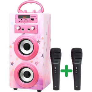 DYNASONIC Karaoke Machine with 2 Microphones, Portable Bluetooth Speaker with Lights, USB and SD Reader, Gift for Children (Model 15) DYNASONIC Karaoke Machine with 2 Microphones, Portable Bluetooth Speaker with Lights, USB and SD Reader, Gift for Children (Model 15)