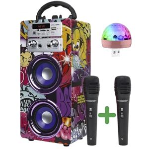 DYNASONIC Portable Karaoke Machine, Karaoke Speaker with 2 Microphones, Bluetooth Speaker, USB Light Included, USB and SD Reader, Original Gift (025-12 Light) DYNASONIC Portable Karaoke Machine, Karaoke Speaker with 2 Microphones, Bluetooth Speaker, USB Light Included, USB and SD Reader, Original Gift (025-12 Light)