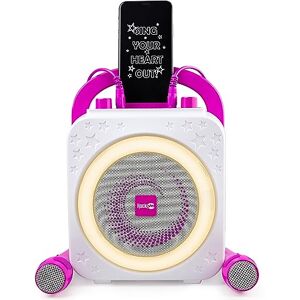 RockJam 10-Watt Rechargeable Bluetooth Karaoke Machine with Two Mics, Ring Light & Voice Effects RockJam 10-Watt Rechargeable Bluetooth Karaoke Machine with Two Mics, Ring Light & Voice Effects