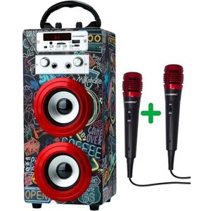 DYNASONIC Karaoke Machine with 2 Microphones, Portable Bluetooth Speaker with Lights, USB and SD Reader, Gift for Children Ages 5-13 (025-21) DYNASONIC Karaoke Machine with 2 Microphones, Portable Bluetooth Speaker with Lights, USB and SD Reader, Gift for Children Ages 5-13 (025-21)