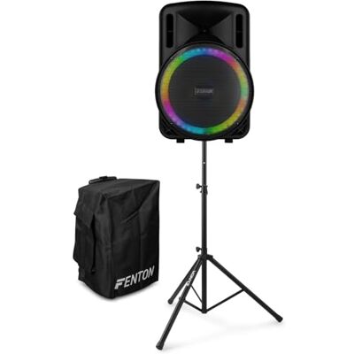 Fenton FT15LED MK2 Portable PA System Bundle with Stand & Cover – 800W Rechargeable Bluetooth Speaker, Wireless Microphone, Telescopic Handle, 15-Inch Woofer, Adult Karaoke System & Party Speaker Kit Fenton FT15LED MK2 Portable PA System Bundle with Stand & Cover – 800W Rechargeable Bluetooth Speaker, Wireless Microphone, Telescopic Handle, 15-Inch Woofer, Adult Karaoke System & Party Speaker Kit
