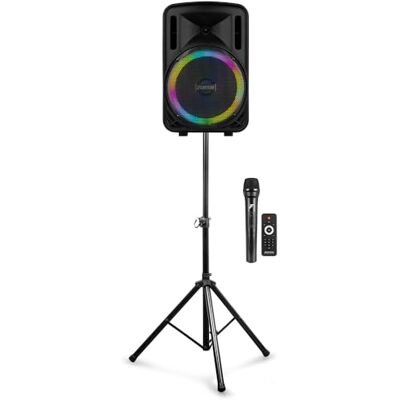 Fenton FT12LED MK2 12-Inch Portable PA System 700W with Wireless Microphone, Speaker Stand & LED Lights Battery or Mains Powered Bluetooth Speaker for Parties, Karaoke & Events Fenton FT12LED MK2 12-Inch Portable PA System 700W with Wireless Microphone, Speaker Stand & LED Lights Battery or Mains Powered Bluetooth Speaker for Parties, Karaoke & Events