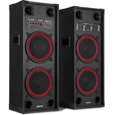 Fenton SPK-210 Active Bluetooth Party Speaker Set, 1200W, Dual 10-Inch Plug-and-play controls, portable cabinets, carry handles, home DJ practice Fenton SPK-210 Active Bluetooth Party Speaker Set, 1200W, Dual 10-Inch Plug-and-play controls, portable cabinets, carry handles, home DJ practice