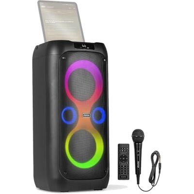 Fenton Core130 2x6.5" Bluetooth Karaoke Machine with Microphone, Portable Party Speaker, Tablet Holder, Rechargeable Battery, LEDs, Stereo Pairing, USB/SD, Echo Function, Kids & Adults Entertainment Fenton Core130 2x6.5" Bluetooth Karaoke Machine with Microphone, Portable Party Speaker, Tablet Holder, Rechargeable Battery, LEDs, Stereo Pairing, USB/SD, Echo Function, Kids & Adults Entertainment