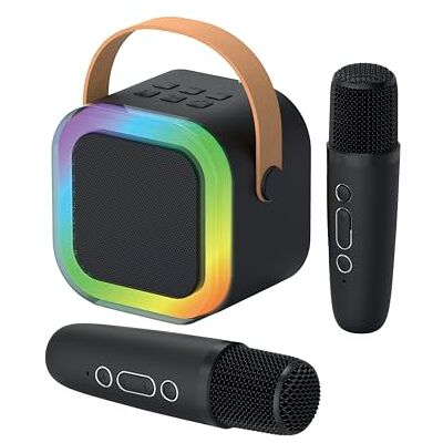Funtime Gifts Mini Karaoke Machine with Bluetooth, LED Light Show and 2 Wireless Microphones Funtime Gifts Mini Karaoke Machine with Bluetooth, LED Light Show and 2 Wireless Microphones