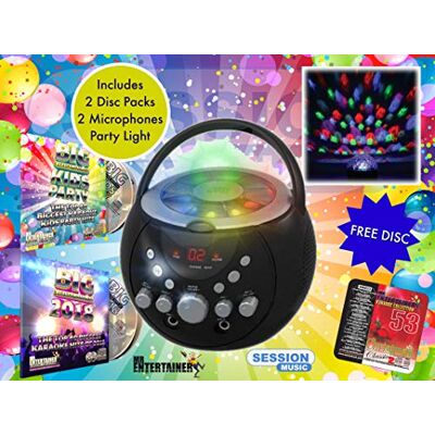Mr Entertainer CDG Boombox Karaoke Machine with Bluetooth & Flashing Lights Includes Double CDG Popstar Karaoke Hits of 2018 Mr Entertainer CDG Boombox Karaoke Machine with Bluetooth & Flashing Lights Includes Double CDG Popstar Karaoke Hits of 2018
