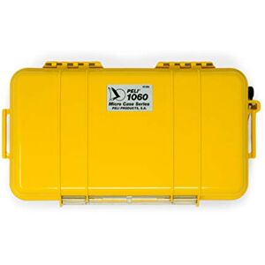 PELI 1060 Micro Case, Protection for Smartphone and Small Gear during Outdoor Adventures, IP67 Watertight, 3L Capacity, Made in US, Yellow/Black Liner PELI 1060 Micro Case, Protection for Smartphone and Small Gear during Outdoor Adventures, IP67 Watertight, 3L Capacity, Made in US, Yellow/Black Liner