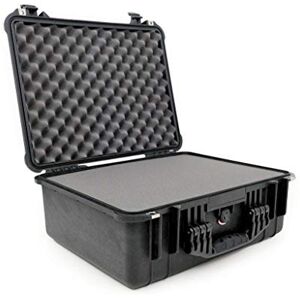 PELI 1550 Professional Protective Case for Fragile Equipment, IP67 Water Resistant, 61L Capacity, Made in Germany, With Customisable Foam Insert, Black PELI 1550 Professional Protective Case for Fragile Equipment, IP67 Water Resistant, 61L Capacity, Made in Germany, With Customisable Foam Insert, Black