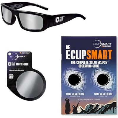 Celestron EclipSmart 3 Piece Solar Eclipse Observing & Imaging Kit. Include Glasses, camera filter and Eclipse Book Celestron EclipSmart 3 Piece Solar Eclipse Observing & Imaging Kit. Include Glasses, camera filter and Eclipse Book