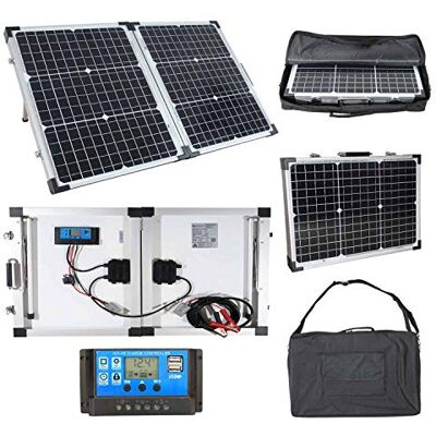 LOWENERGIE Portable Mono Folding Solar Panel Kit 12v Battery Charger Camping Caravans (60W) LOWENERGIE Portable Mono Folding Solar Panel Kit 12v Battery Charger Camping Caravans (60W)