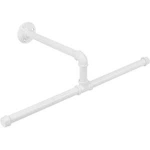 Jeasor Industrial Pipe Clothes Rack Floating DIY Wall Mounted, Heavy Duty Rustic Vintage Clothing Rod, Metal Garment Bar Space-Saving Hanging for Bedroom, Bathroom and Laundry Room (White) Jeasor Industrial Pipe Clothes Rack Floating DIY Wall Mounted, Heavy Duty Rustic Vintage Clothing Rod, Metal Garment Bar Space-Saving Hanging for Bedroom, Bathroom and Laundry Room (White)