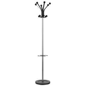 Unilux Hakea Coat Stand Chrome-Plated Steel and Black Plastic with 12 Round Clothes Hooks and Adjustable Umbrella Stand 176 cm High Unilux Hakea Coat Stand Chrome-Plated Steel and Black Plastic with 12 Round Clothes Hooks and Adjustable Umbrella Stand 176 cm High