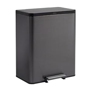 Rubbermaid Elite Stainless Steel Metal Step-On Bin 60 L Charcoal – Dual Stream Waste & Recycling Bin For Home or Kitchen – 2145985 Rubbermaid Elite Stainless Steel Metal Step-On Bin 60 L Charcoal – Dual Stream Waste & Recycling Bin For Home or Kitchen – 2145985