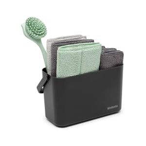 Brabantia SinkSide Cleaning Set of 8 Dark Grey Cleaning Caddy with Handle, Microfibre Pads, Cloths, Dish Brush, Squeegee Complete Sink Tidy Solution Kitchen Sink Organiser Brabantia SinkSide Cleaning Set of 8 Dark Grey Cleaning Caddy with Handle, Microfibre Pads, Cloths, Dish Brush, Squeegee Complete Sink Tidy Solution Kitchen Sink Organiser