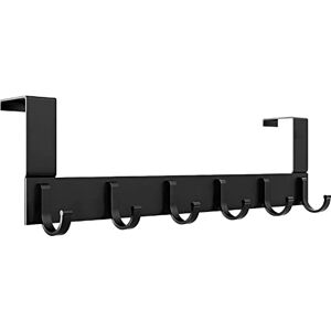 AiQInu Door Hook Black Stainless Steel Coat Rack With 6 Strong Hooks, No Drilling Required Suitable for Thicker Doors (4-4.5 cm) AiQInu Door Hook Black Stainless Steel Coat Rack With 6 Strong Hooks, No Drilling Required Suitable for Thicker Doors (4-4.5 cm)