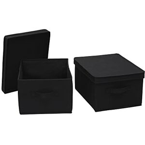 Household Essentials Wide Canvas Storage Box With Lid Box, 18.5x15x12 in., Latte, Set of 2 Household Essentials Wide Canvas Storage Box With Lid Box, 18.5x15x12 in., Latte, Set of 2