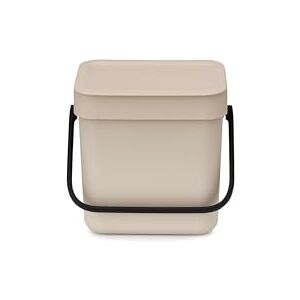 Brabantia Sort & Go Food Waste Bin 3L (Soft Beige), Space-Efficient Plastic Recycle Bin with Handle, Removable and Stay-Open Lid, Easy to Clean Kitchen Compost Caddy without Nooks and Rims Brabantia Sort & Go Food Waste Bin 3L (Soft Beige), Space-Efficient Plastic Recycle Bin with Handle, Removable and Stay-Open Lid, Easy to Clean Kitchen Compost Caddy without Nooks and Rims