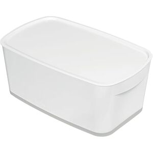 Leitz A5 MyBox Small with Lid, Storage Box for Home and Office, 5 L, Matt Finish, Plastic, BPA Free and Food Safe, White/Grey, 52291001 Leitz A5 MyBox Small with Lid, Storage Box for Home and Office, 5 L, Matt Finish, Plastic, BPA Free and Food Safe, White/Grey, 52291001