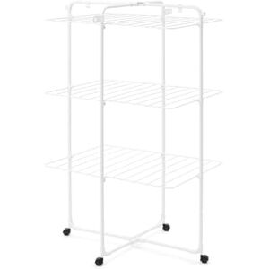 Brabantia HangOn Tower Drying Rack, 23m (White), Tall Foldable Clothes Rack, Space-Saving Laundry Drying Stand with Wheels and Hooks Brabantia HangOn Tower Drying Rack, 23m (White), Tall Foldable Clothes Rack, Space-Saving Laundry Drying Stand with Wheels and Hooks