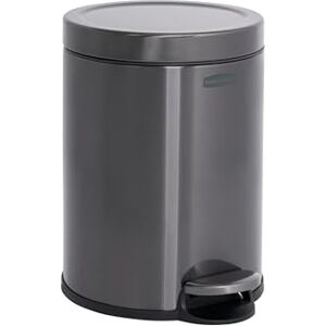 Rubbermaid Stainless Steel Round Step-On Bin 6 L Charcoal – Wastebasket With Lid For Home, Bathroom or Kitchen – 2179250 Rubbermaid Stainless Steel Round Step-On Bin 6 L Charcoal – Wastebasket With Lid For Home, Bathroom or Kitchen – 2179250