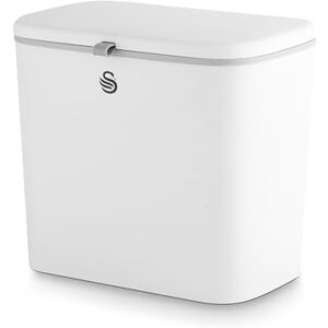 Swan 7L Kitchen Compost Caddy with Door Hanging Hook and Surface Adhesive, Removable Retainer Ring, Food Scraper Included, Water Resistant PP, White Swan 7L Kitchen Compost Caddy with Door Hanging Hook and Surface Adhesive, Removable Retainer Ring, Food Scraper Included, Water Resistant PP, White
