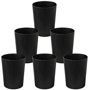Cetomo 7.2L*6 Plastic Waste Paper Bin, Trash Can, Small Bins, Bedroom Bin, Round Waste Basket with Solid Stripe for Kitchen Rooms, Nesting, Matte, Frosted, Minimalist, Open Top, Black, 7.2L(6 Pack) Cetomo 7.2L*6 Plastic Waste Paper Bin, Trash Can, Small Bins, Bedroom Bin, Round Waste Basket with Solid Stripe for Kitchen Rooms, Nesting, Matte, Frosted, Minimalist, Open Top, Black, 7.2L(6 Pack)