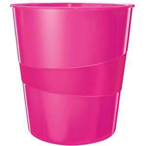 Leitz WOW 52781023 Waste Paper Bin, 15 Litres, Plastic, Pink, Pack of 6 Leitz WOW 52781023 Waste Paper Bin, 15 Litres, Plastic, Pink, Pack of 6