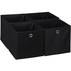 Relaxdays Storage Box Set of 4, Shelf Baskets, HBD: 30x30x30 cm, Handle Holes, Foldable Organiser Bins, Black, Polyester, 30 x 30 x 30 cm Relaxdays Storage Box Set of 4, Shelf Baskets, HBD: 30x30x30 cm, Handle Holes, Foldable Organiser Bins, Black, Polyester, 30 x 30 x 30 cm