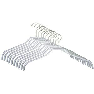 MAWA Hanger for Clothes, Silhouette F, Set of 10, Space Saving and Non-Slip, Top Hanger for Shirts and Blouses, 360° Rotatable, with Anti-Slip Coating, 45 cm, White MAWA Hanger for Clothes, Silhouette F, Set of 10, Space Saving and Non-Slip, Top Hanger for Shirts and Blouses, 360° Rotatable, with Anti-Slip Coating, 45 cm, White