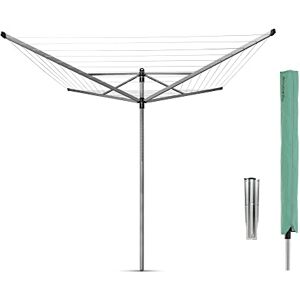 Brabantia Lift-O-Matic 60 Metres of Clothes Line Adjustable in Height UV-Resistant & Non-Slip Lining Umbrella System with Ground Spike 45 mm & Cover Metallic Grey ø 295 cm Brabantia Lift-O-Matic 60 Metres of Clothes Line Adjustable in Height UV-Resistant & Non-Slip Lining Umbrella System with Ground Spike 45 mm & Cover Metallic Grey ø 295 cm