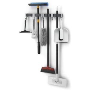 Metaltex Hang-Up 4 Mop and Broom Holder Wall Mounted, or Tool Rack Dusters Dust Pan & Brush Holder with 3 Hooks Durable PS Plastic and Silicone Grip Includes Fixing Accessories, 2 Set Metaltex Hang-Up 4 Mop and Broom Holder Wall Mounted, or Tool Rack Dusters Dust Pan & Brush Holder with 3 Hooks Durable PS Plastic and Silicone Grip Includes Fixing Accessories, 2 Set
