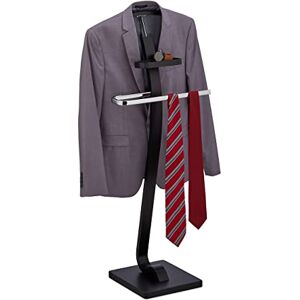 Relaxdays Valet Stand for Men, Coat Rack Stand Metal, Freestanding Butler, Hanger, H x B x W approx. 112x46x32 cm Relaxdays Valet Stand for Men, Coat Rack Stand Metal, Freestanding Butler, Hanger, H x B x W approx. 112x46x32 cm