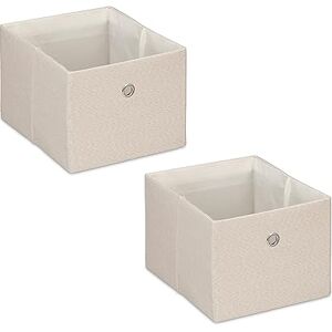 Relaxdays 2x Storage Boxes, Rectangular Fabric Basket, Container without Lid, Shelf Organiser, 16 x 20.5 x 25 cm, Beige, Linen Relaxdays 2x Storage Boxes, Rectangular Fabric Basket, Container without Lid, Shelf Organiser, 16 x 20.5 x 25 cm, Beige, Linen