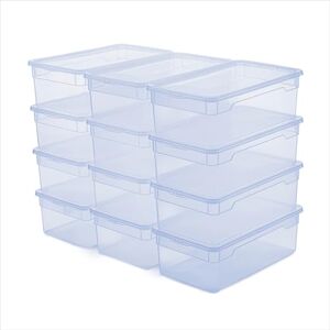 Rotho Clear Box Set of 12 Storage Boxes 5 L with Lid, Space-Saving Stackable 33 x 19 x 11 cm, Transparent Blue Rotho Clear Box Set of 12 Storage Boxes 5 L with Lid, Space-Saving Stackable 33 x 19 x 11 cm, Transparent Blue