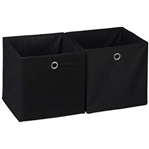 Relaxdays Box Set of 2, Shelf Storage Basket, Square Bins 30x30x30 cm, Black, Polyester, Cardboard, 30 x 30 x 30 cm Relaxdays Box Set of 2, Shelf Storage Basket, Square Bins 30x30x30 cm, Black, Polyester, Cardboard, 30 x 30 x 30 cm