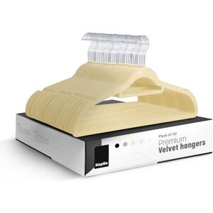 KEPLIN Velvet Hangers 50 Pack (45cm) -Thin Non-Slip Clothes Coat hangers with Tie Bar and 360 Degree Hook for Home Storage Durable, Sturdy & Space Saving Wardrobe Organisers for Suits, Jackets Cream KEPLIN Velvet Hangers 50 Pack (45cm) -Thin Non-Slip Clothes Coat hangers with Tie Bar and 360 Degree Hook for Home Storage Durable, Sturdy & Space Saving Wardrobe Organisers for Suits, Jackets Cream