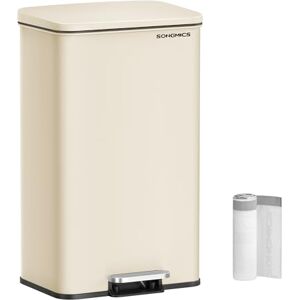 SONGMICS Kitchen Bin, 10.5 Gallon (40 L) Rubbish Bin, Large Step Bin with Lid, Steel, Soft Close, 15 Liner Bags Included, Sand Beige LTB540A02 SONGMICS Kitchen Bin, 10.5 Gallon (40 L) Rubbish Bin, Large Step Bin with Lid, Steel, Soft Close, 15 Liner Bags Included, Sand Beige LTB540A02