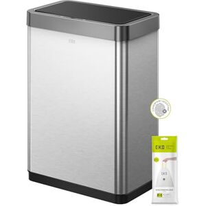 EKO Mirage X 40L Automatic Sensor Kitchen Bin, Double Recycling Bin with 2 x 20L Compartments, Soft-Close Lid and Removable Buckets, Sleek Brushed Stainless Steel EKO Mirage X 40L Automatic Sensor Kitchen Bin, Double Recycling Bin with 2 x 20L Compartments, Soft-Close Lid and Removable Buckets, Sleek Brushed Stainless Steel