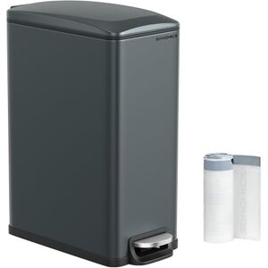 SONGMICS Kitchen Bin, 12.7-Gallon (48 L) Slim Pedal Bin for Narrow Spaces, Rubbish and Waste Bin with Soft-Close Lid and Inner Bucket, Steel, 15 Rubbish Bags Included, Charcoal Grey LTB510G02 SONGMICS Kitchen Bin, 12.7-Gallon (48 L) Slim Pedal Bin for Narrow Spaces, Rubbish and Waste Bin with Soft-Close Lid and Inner Bucket, Steel, 15 Rubbish Bags Included, Charcoal Grey LTB510G02