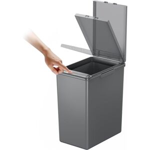 EKO Morandi 20L Kitchen Recycling Bin with Touch-Top Lid, Slim Plastic Rubbish Bin with Recycling Stickers and Easy-Clean Finish, Compact Design for Home or Office, Dark Grey EKO Morandi 20L Kitchen Recycling Bin with Touch-Top Lid, Slim Plastic Rubbish Bin with Recycling Stickers and Easy-Clean Finish, Compact Design for Home or Office, Dark Grey